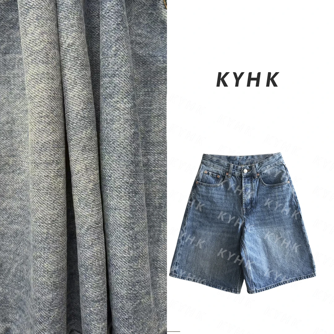 KYHK高定水洗宽松五分牛仔短裤女250389