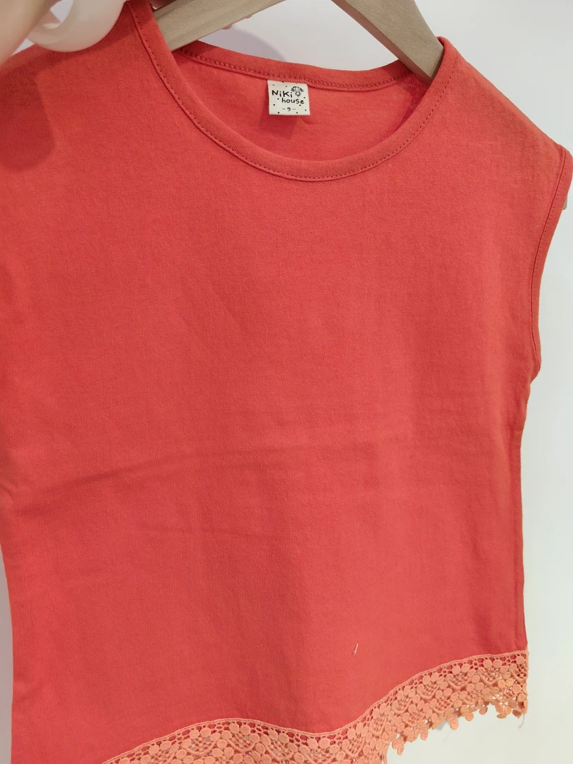 韩国女宝纯棉蕾丝坎袖