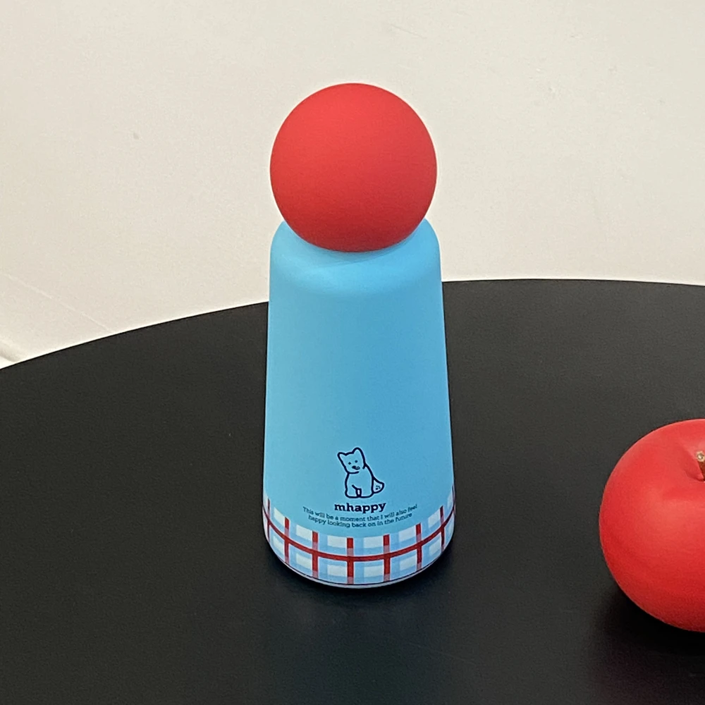 复古拼色小狗保温杯女生水杯316不锈钢可爱便携保冷学生上学杯子