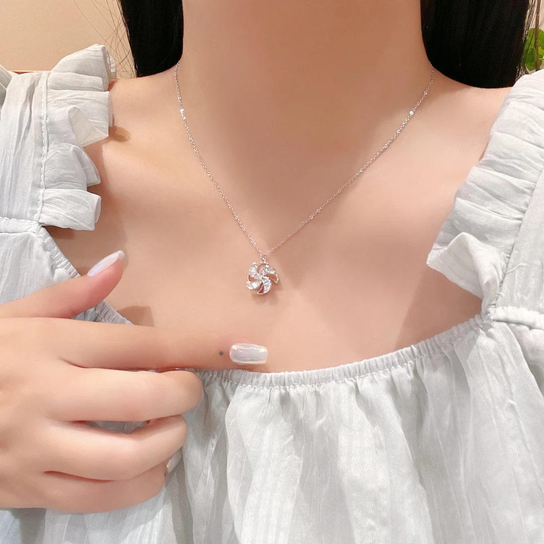 铜项链 来而There there 项链 a336小众精致闪锆风车项链女锁骨链