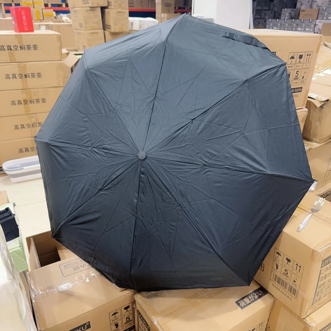 全自动8骨防晒黑胶雨伞 黑色