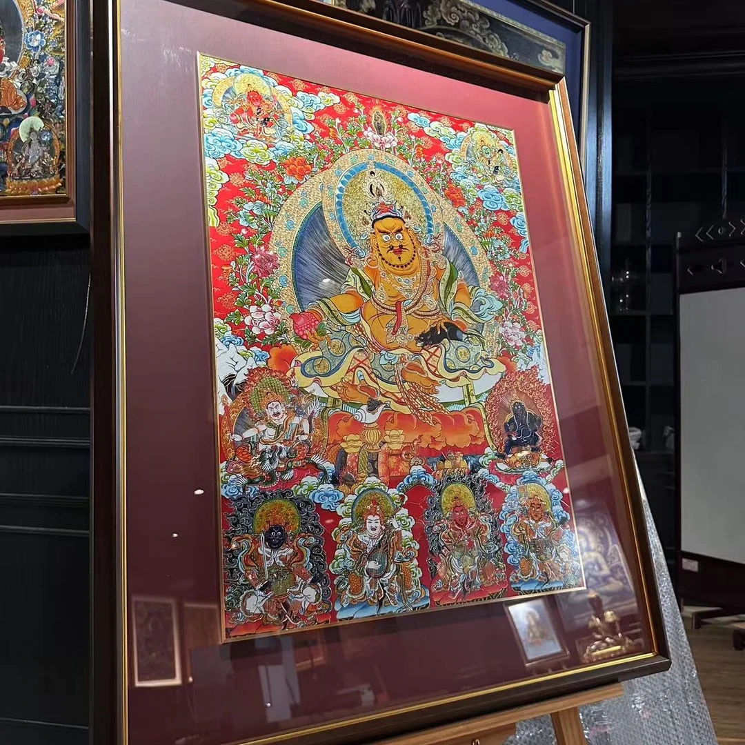 何超作品 黄财神手工錾刻挂画 金雕画 背景墙玄关手绘油画