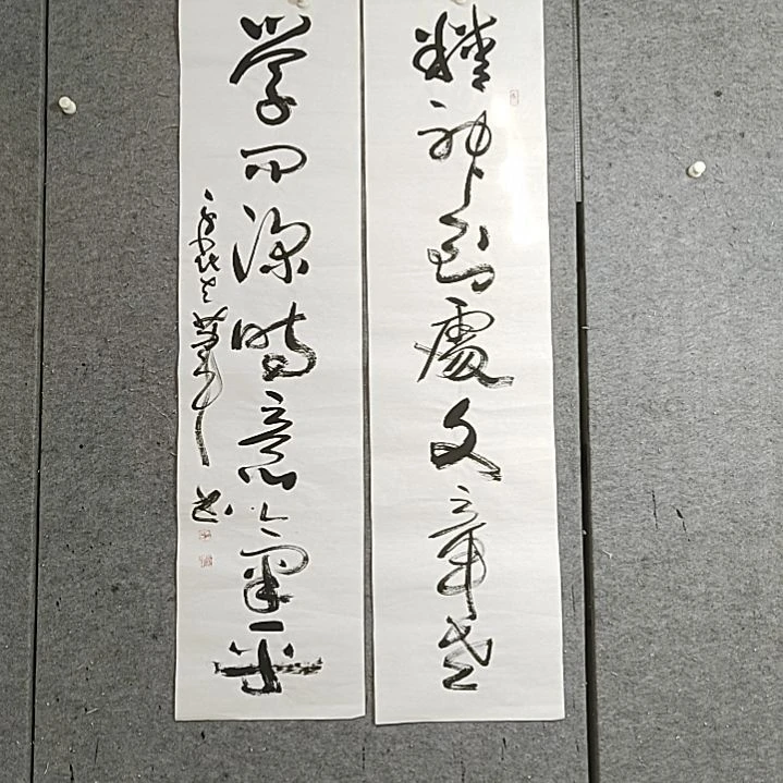 书法四尺对开。精神到处文章老