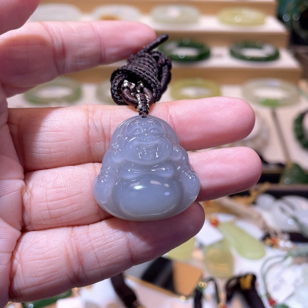 半***云和田玉未镶嵌颈饰冰烟紫佛公