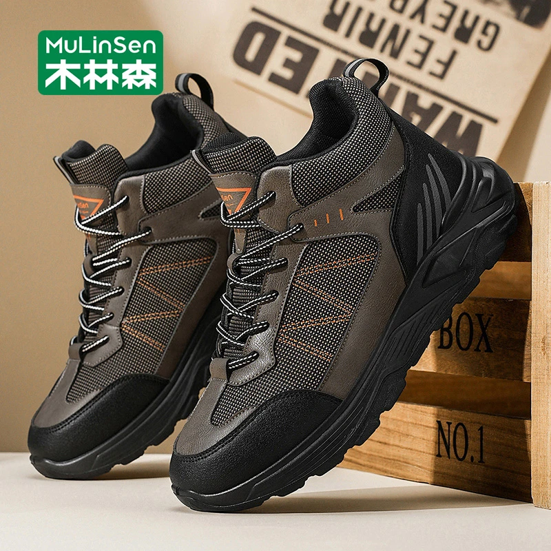 木林森马丁靴男秋季户外休闲登山徒步工装靴高帮男士靴子劳保短靴