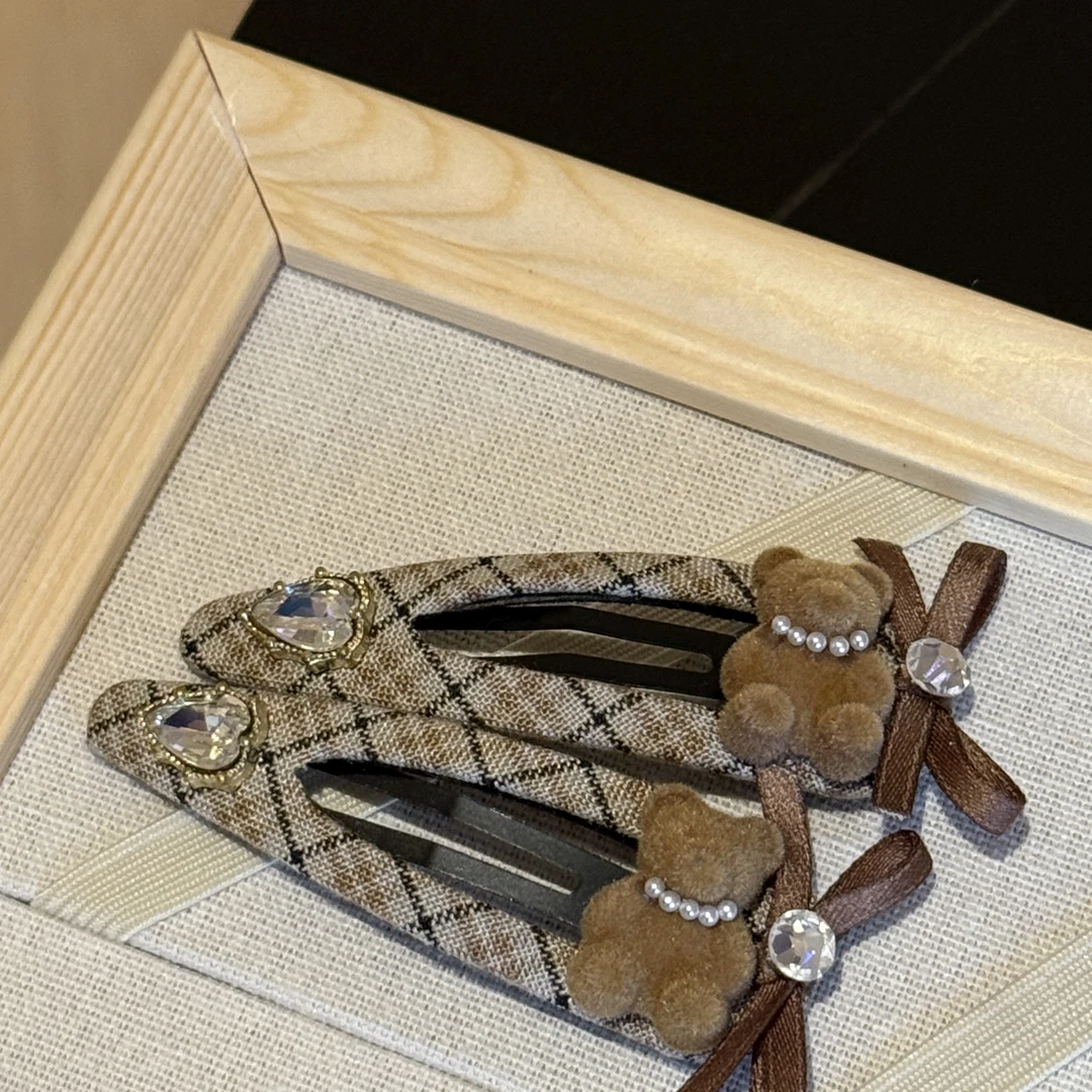 复古BB夹发夹边夹头饰可爱小熊 一对