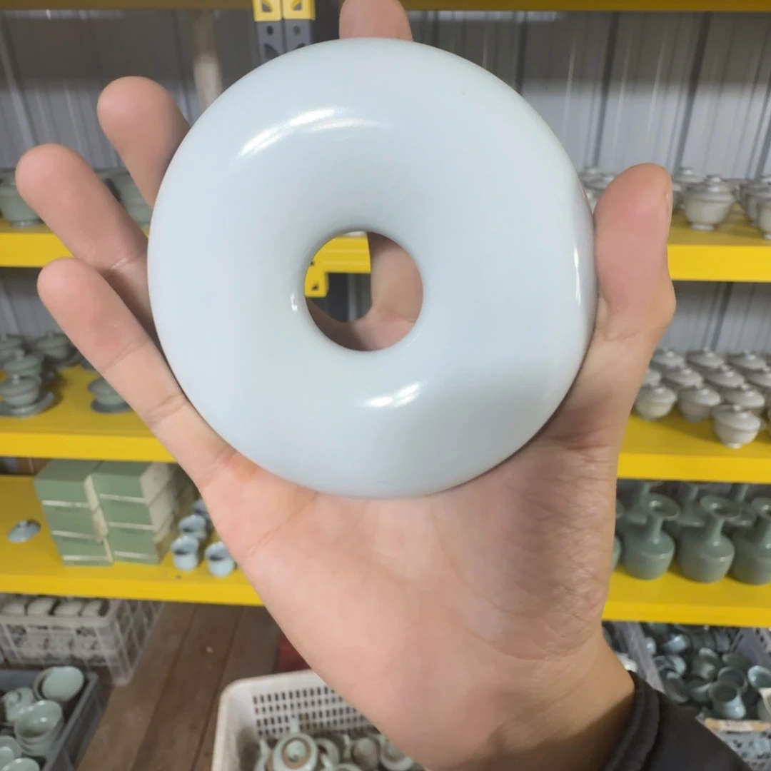 言***物摆件二级仿古月白甜甜圈