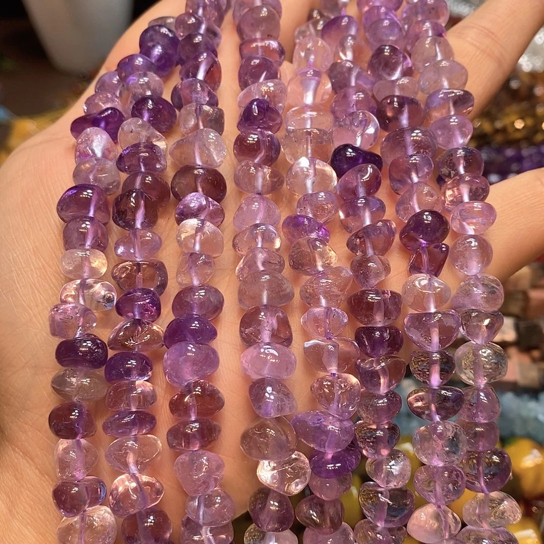 玛瑙/玉髓未镶嵌珠宝半成品天然紫水晶中孔一条