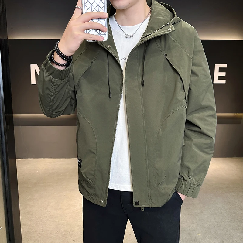 TUCANO啄木鳥/秋季连帽嵌花修身型痞帅立领夹克时尚春季男士宽松