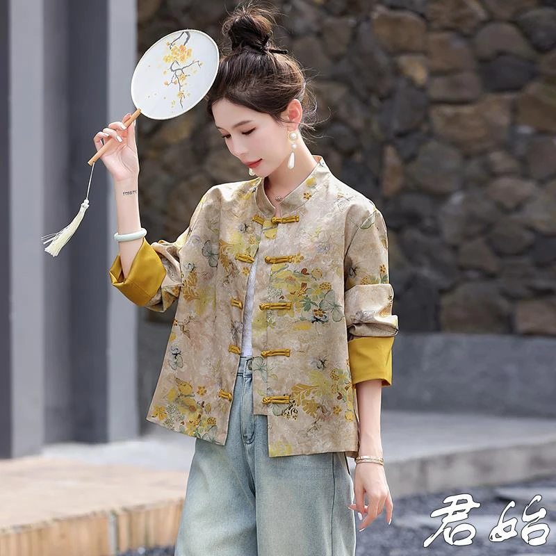 新中式国风开衫改良旗袍唐装外套女2025年春秋新款百搭盘扣上衣女