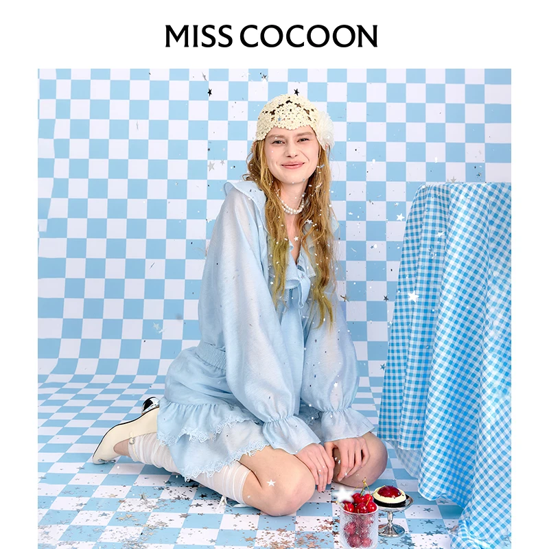 missCOCOON25玫瑰刺绣波浪花边衬衣半身裙0055