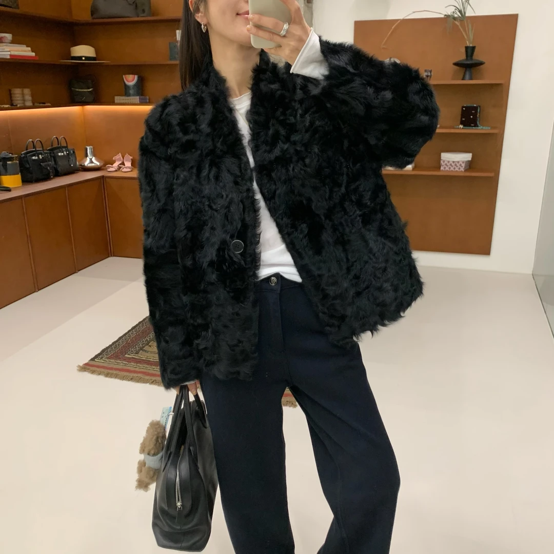 ByJunjun天鹅湖 小湖羊皮毛一体皮草外套