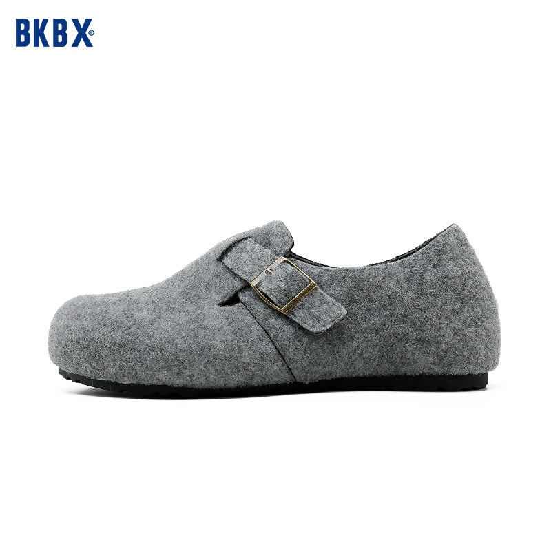 BKBX毛毡全包勃肯鞋女皮毛一体秋冬冬季保暖毛毛鞋