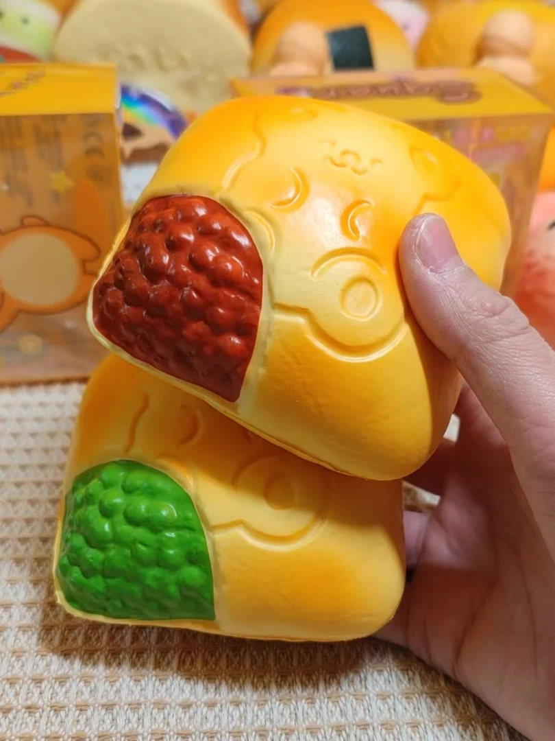 LBLDUO SQUISHY 小熊方烧慢回弹方形铜锣烧红豆绿豆馅可爱小熊