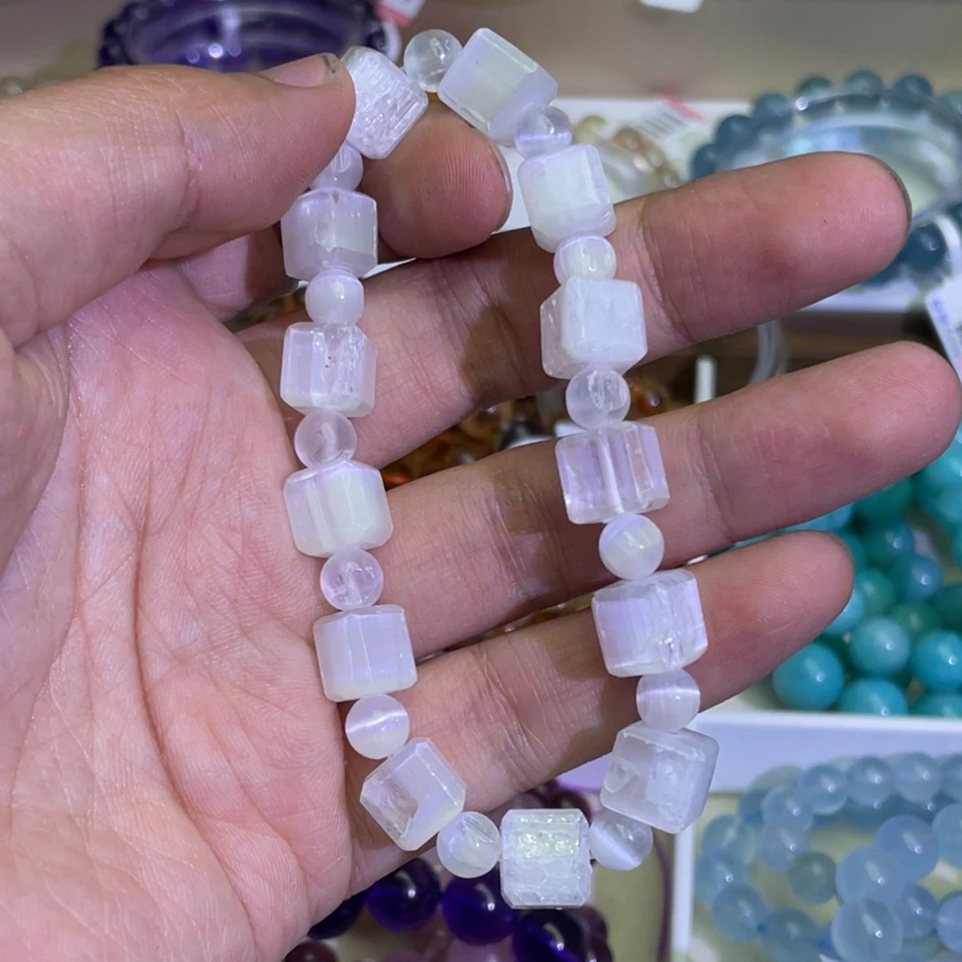 发晶手链未镶嵌猫眼透石膏方糖