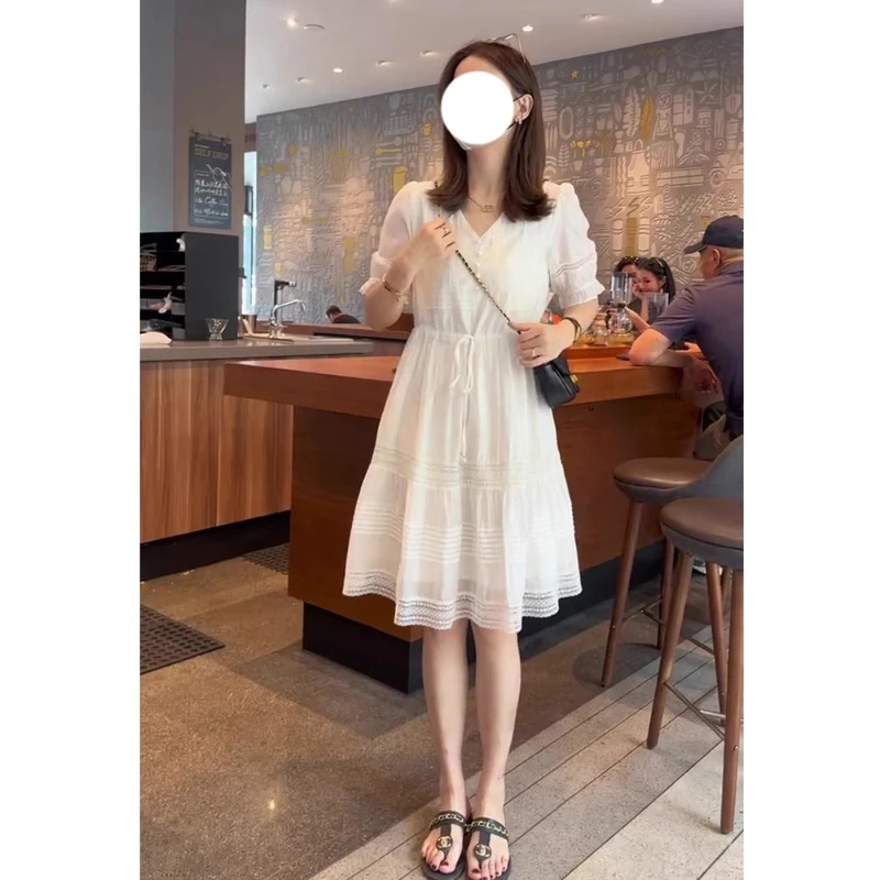 2025新款法式长裙气质女神范减龄高端质感绝美白色连衣裙子女夏季