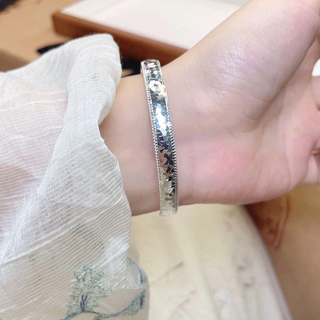 足银手镯 【554】足银999.9龙鳞闪闪闭口泥鳅背手镯