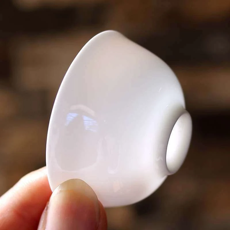 潮汕工夫茶杯薄胎高骨瓷小茶杯耐摔玉白瓷反口品茗杯单个小巧茶