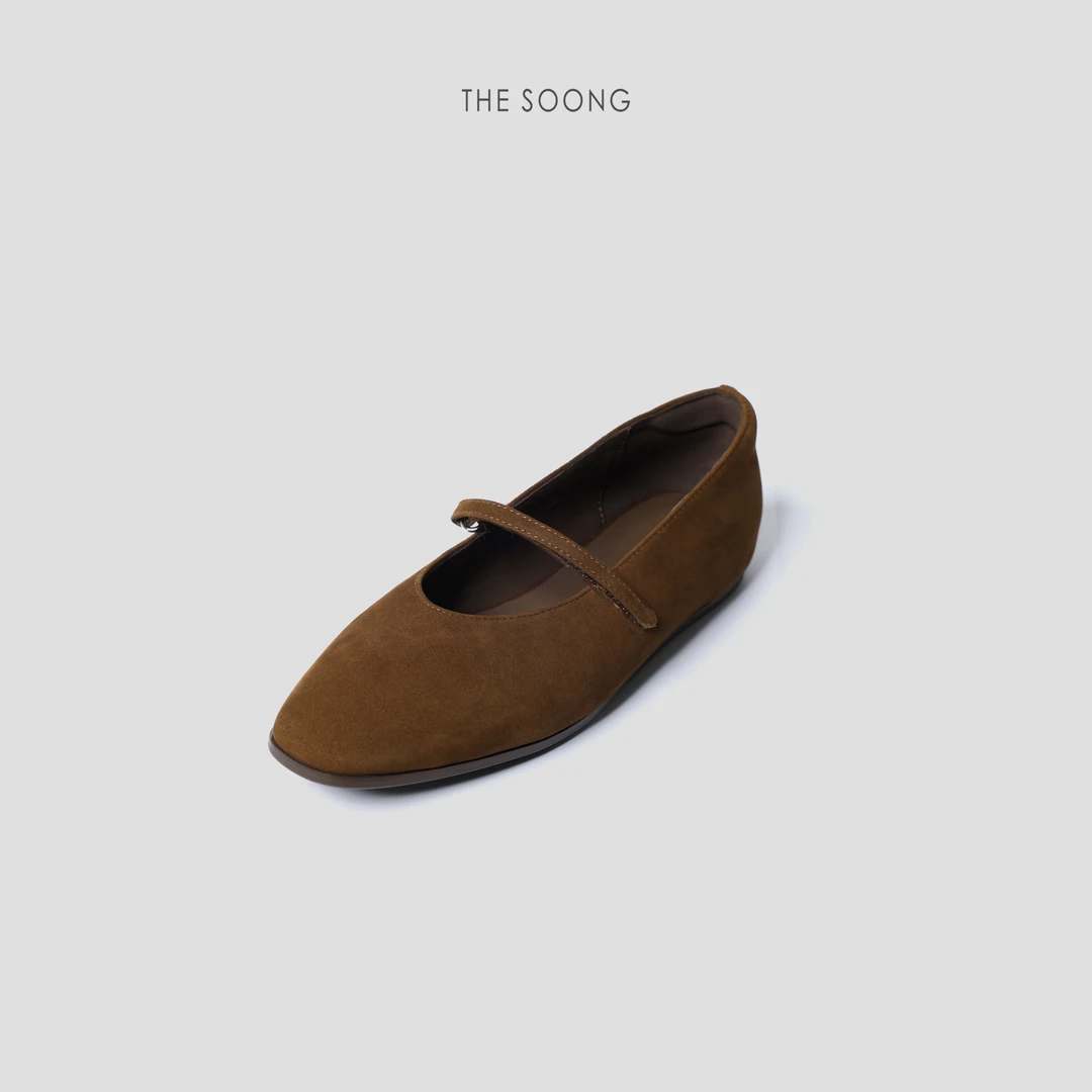 THESOONG|"法式复古"牛反绒面腔调感平底百搭玛丽珍单鞋HWXZ6175