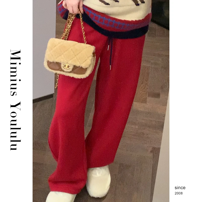 【mimius】喵喵 满分遛弯裤～高腰显瘦抽绳宽松直筒休闲裤F11194