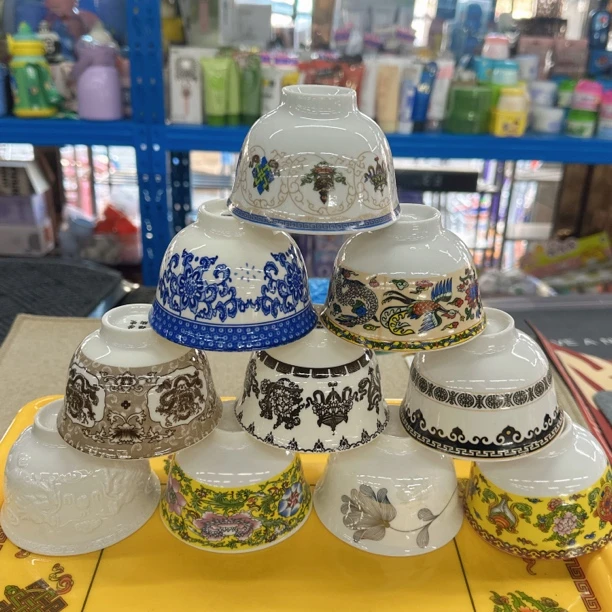 西藏包邮藏式甜茶奶茶印花小茶碗图案随机