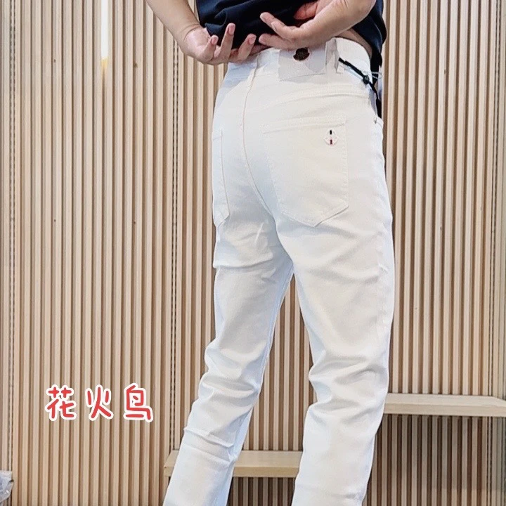 花火鸟早秋新款9男士白色修身显瘦小脚裤商务百搭牛仔裤9385