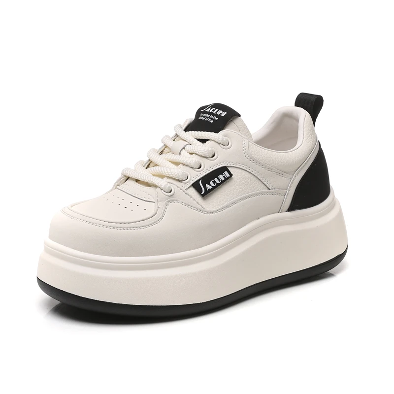 9987 真皮小白鞋女2025春季新款百搭厚底增高显脚小运动休闲鞋