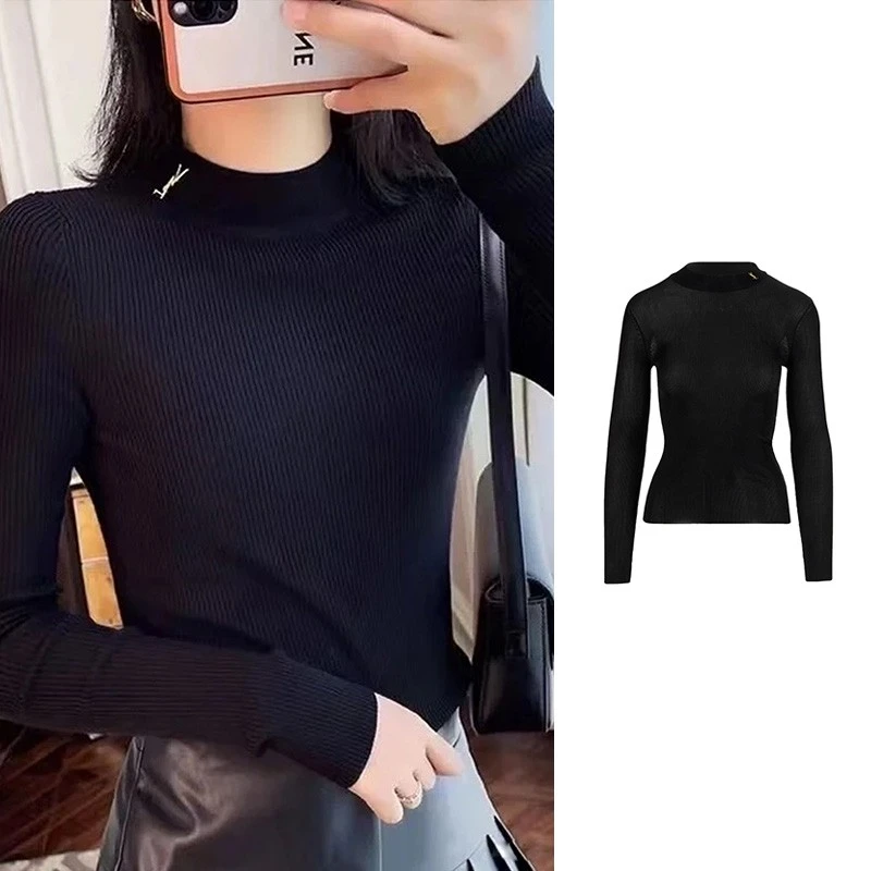 未使用 YSL/圣罗兰 领标LOGO弹力长袖真丝上衣 654478-Y75AI-1000