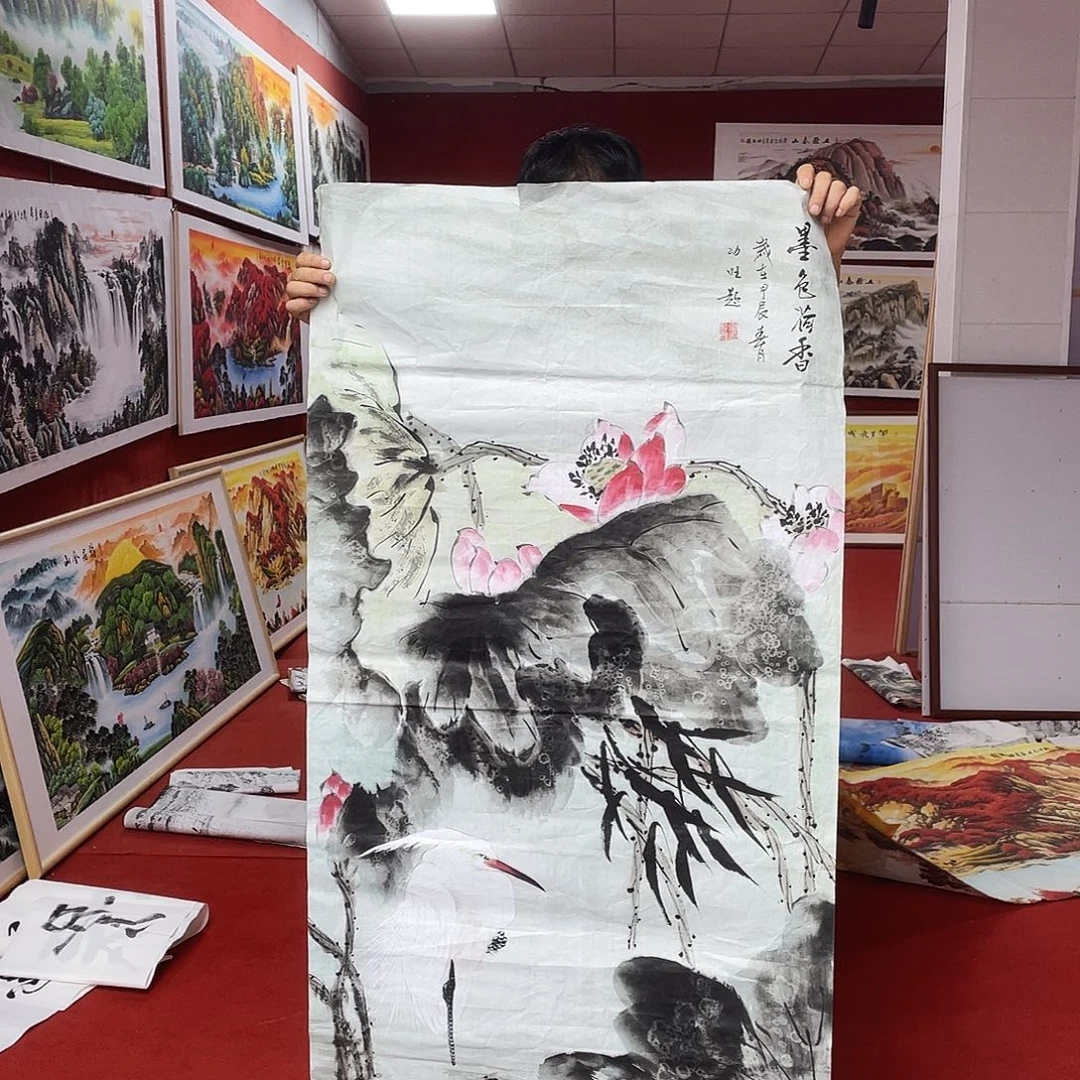 横款墨色荷香玄关136/68