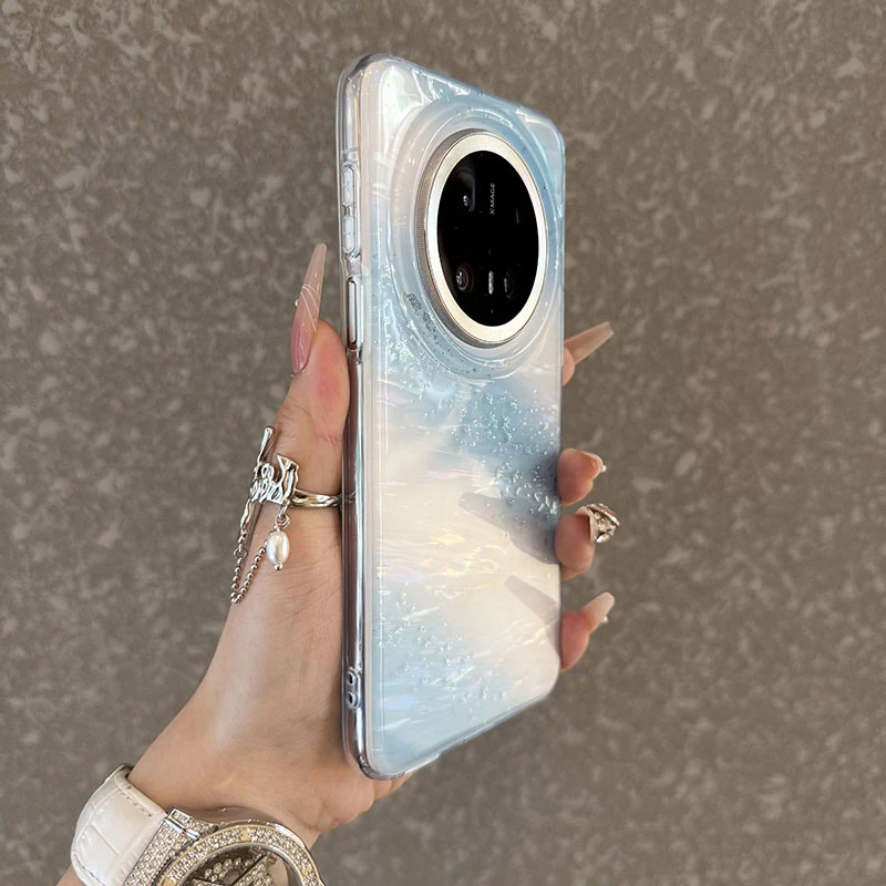 适用于华为mate70pro+手机壳贝壳纹mate60渐变镭射pura70时尚pro