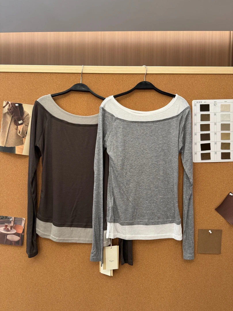 孔一粒N8592假两件T恤