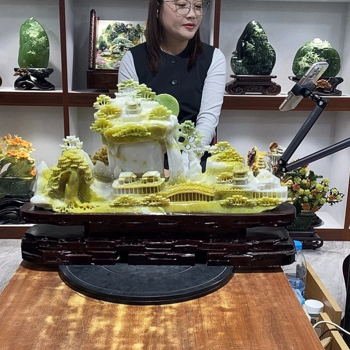 成***人玉山水摆件 玄关摆件