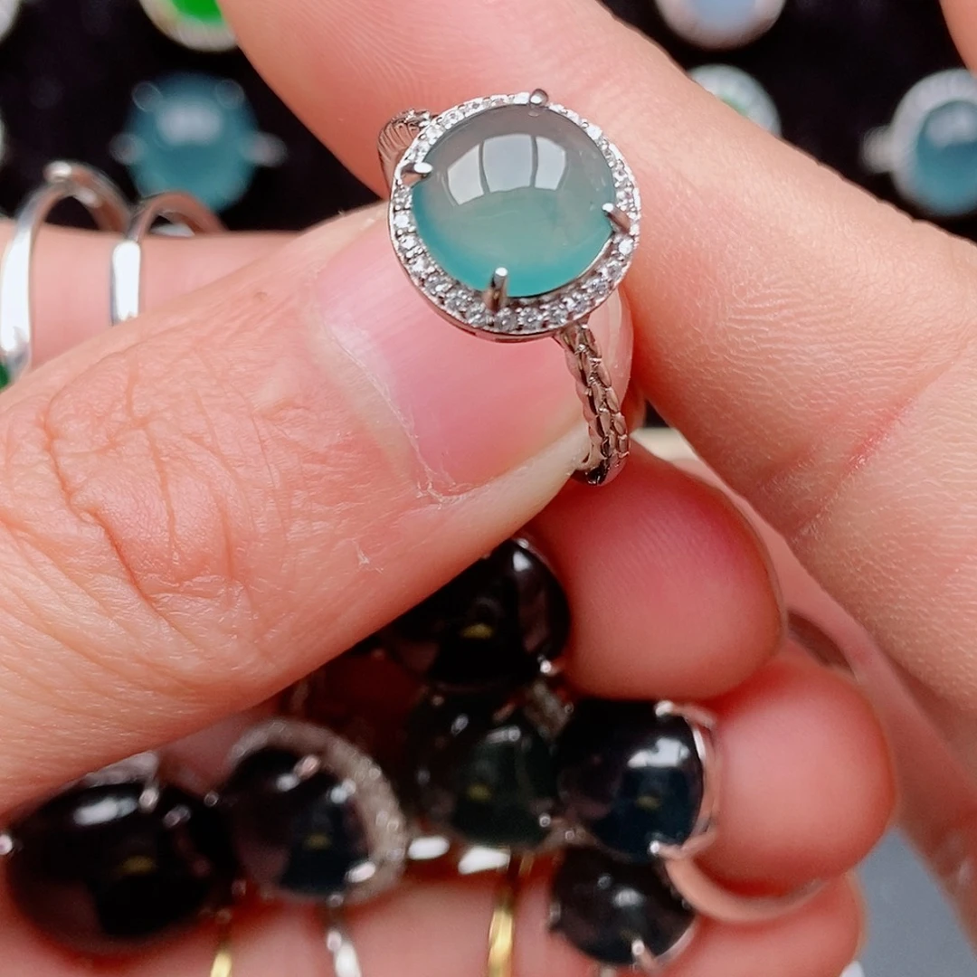 翡翠戒指银S925镶嵌893462486