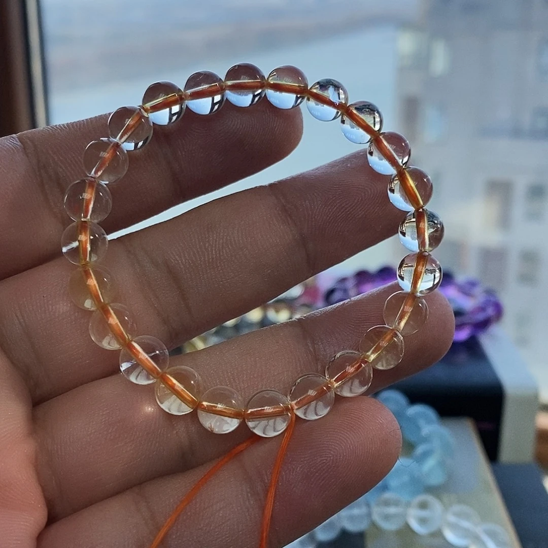 水晶手链未镶嵌巴西黄水晶手串