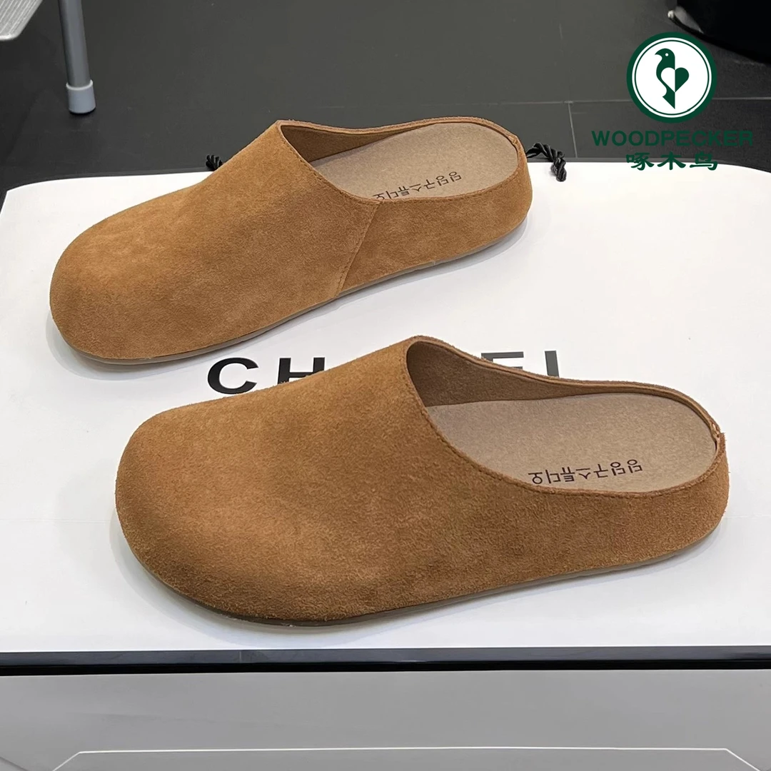 啄木鸟法式复古包头勃肯鞋女夏季新款软底休闲百搭配裙子女半拖鞋