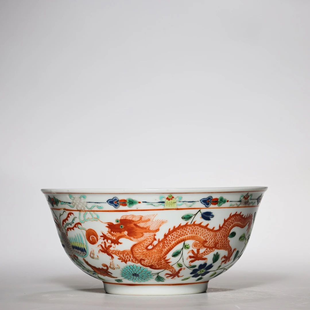 【预展专用】3592清光绪·五彩龙凤纹碗【古董拍卖】
