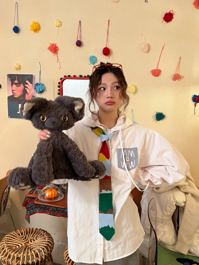 Mto Quinn｜2025春季新品 彩色拼接领带两件套连帽衬衫外套