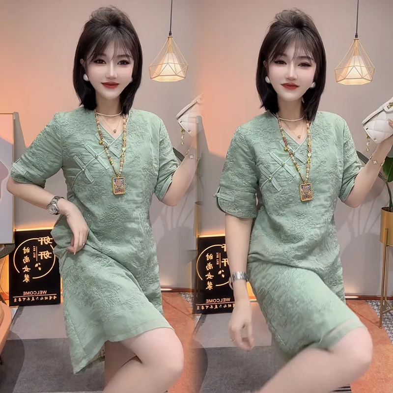 2025夏季新款时尚显瘦气质网红高档洋气女高级宽松大码连衣裙潮