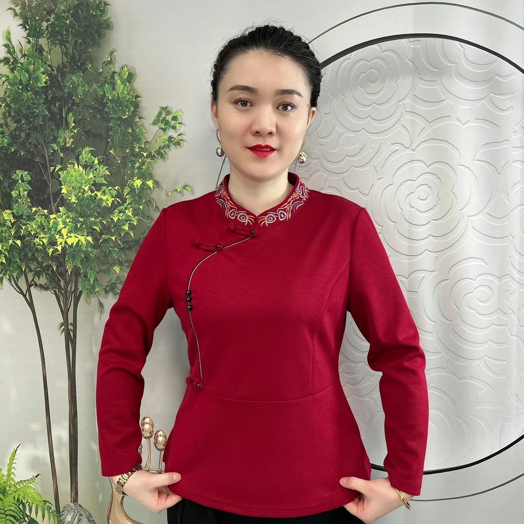 墨韵芳华  中老年春季日常百搭上衣 国风宽松遮肚显瘦改良旗袍衫