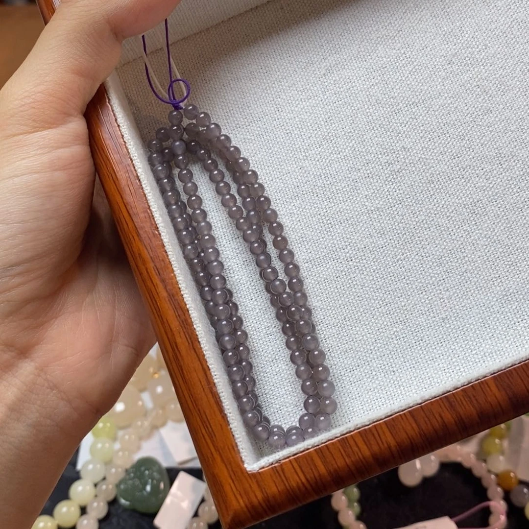 颈饰未镶嵌和田玉和田玉烟紫小米链卡4