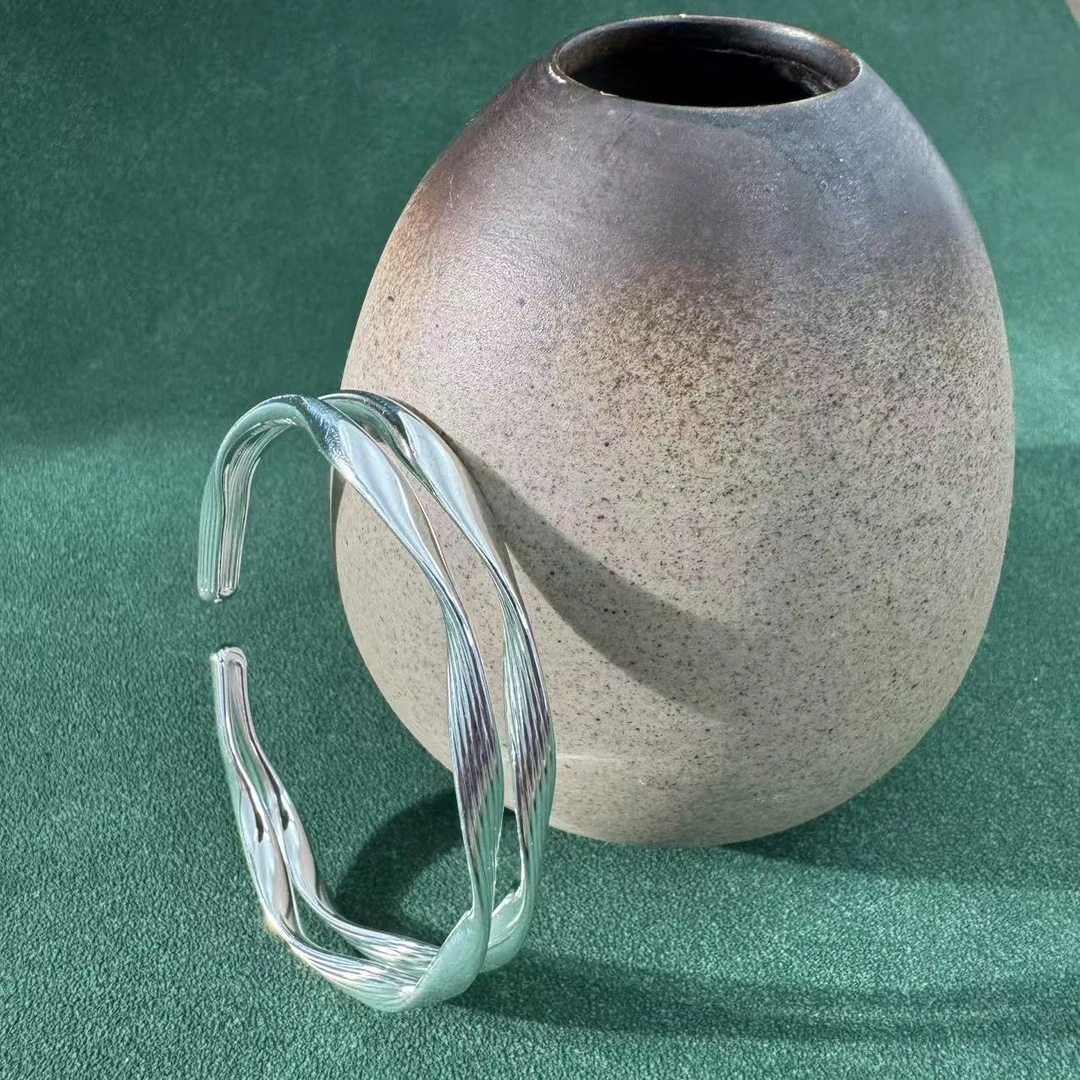 足银手镯 【东哥直播】足银999双钮环手镯283401031