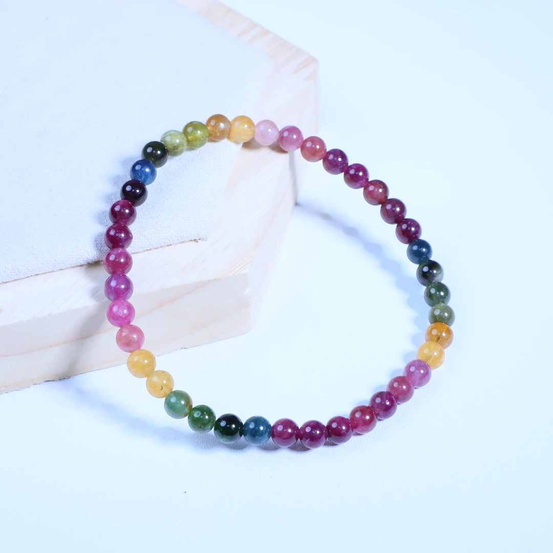 雅颂集碧玺单圈G2360精美手串礼物素圈4m+单圈时尚百搭颜色微差