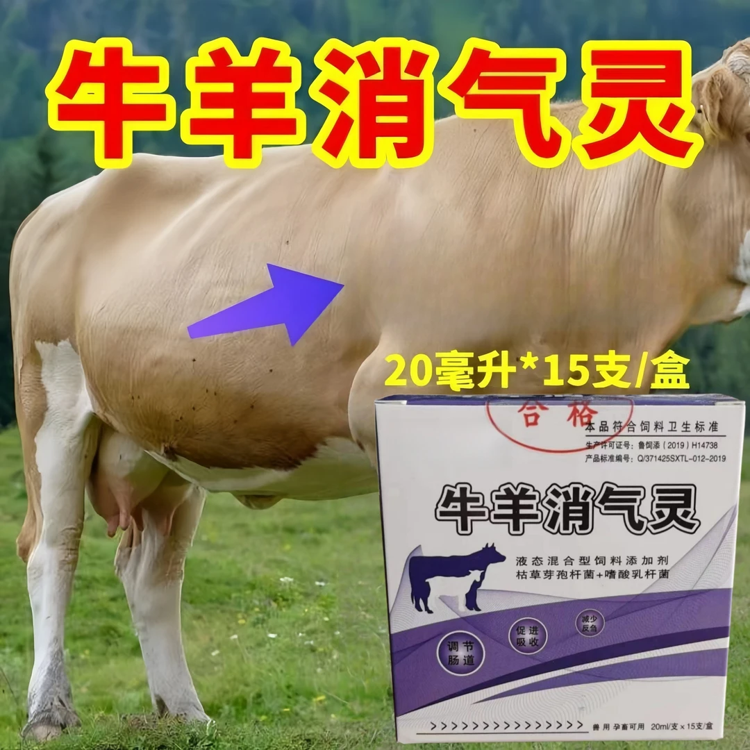 牛羊消气口服液牛羊消胀气瘤胃肠鼓气不反刍灌服小黄瓶