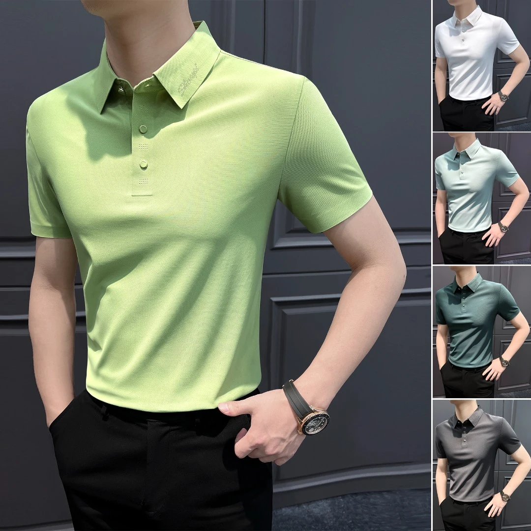 冰丝刺绣polo衫男款爆款2025新款高级感男装商务休闲男士t恤短袖