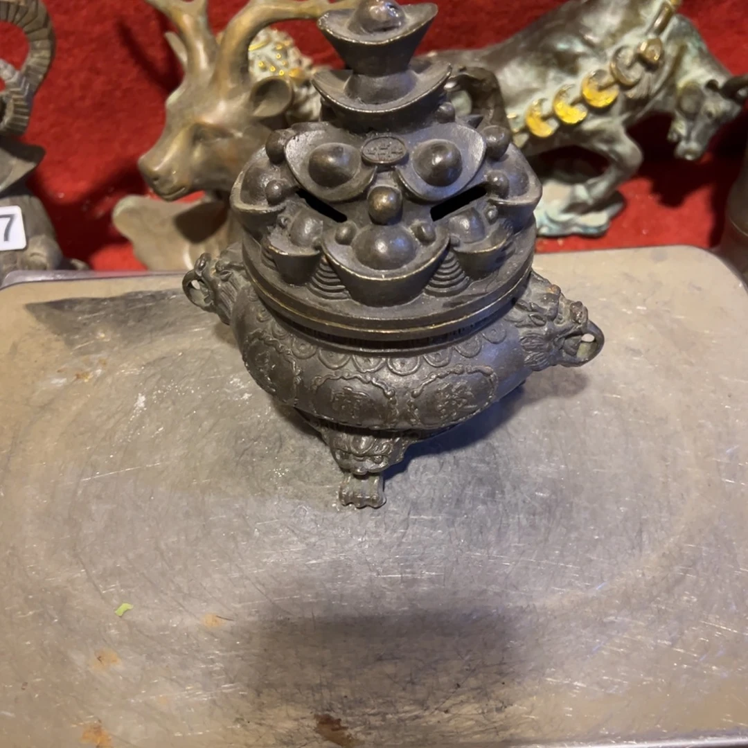 奇***雕黄铜摆件，文房摆件