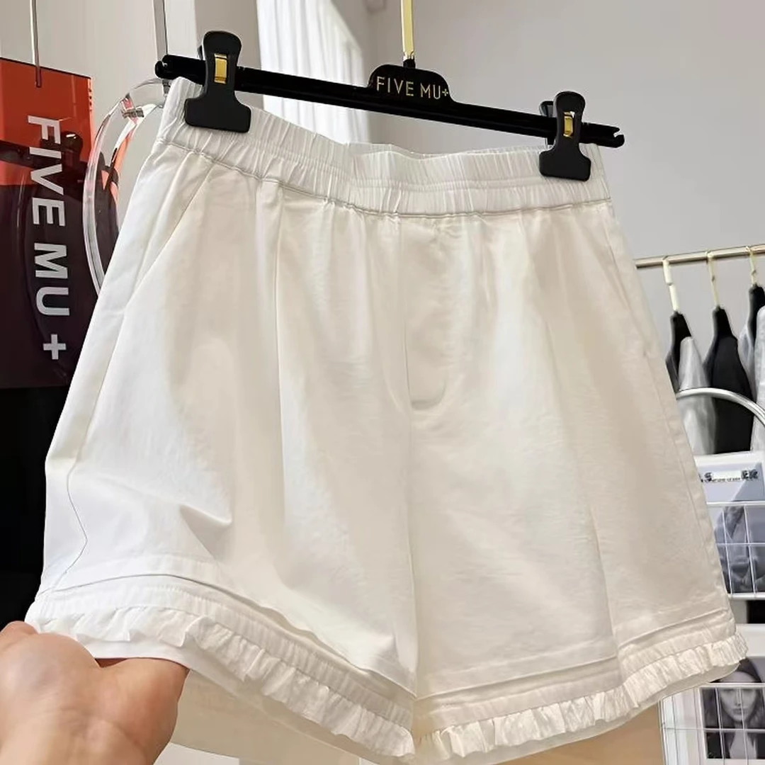 2599短裤木耳边韩系A字休闲裤女夏季外穿阔腿直筒裤热裤子