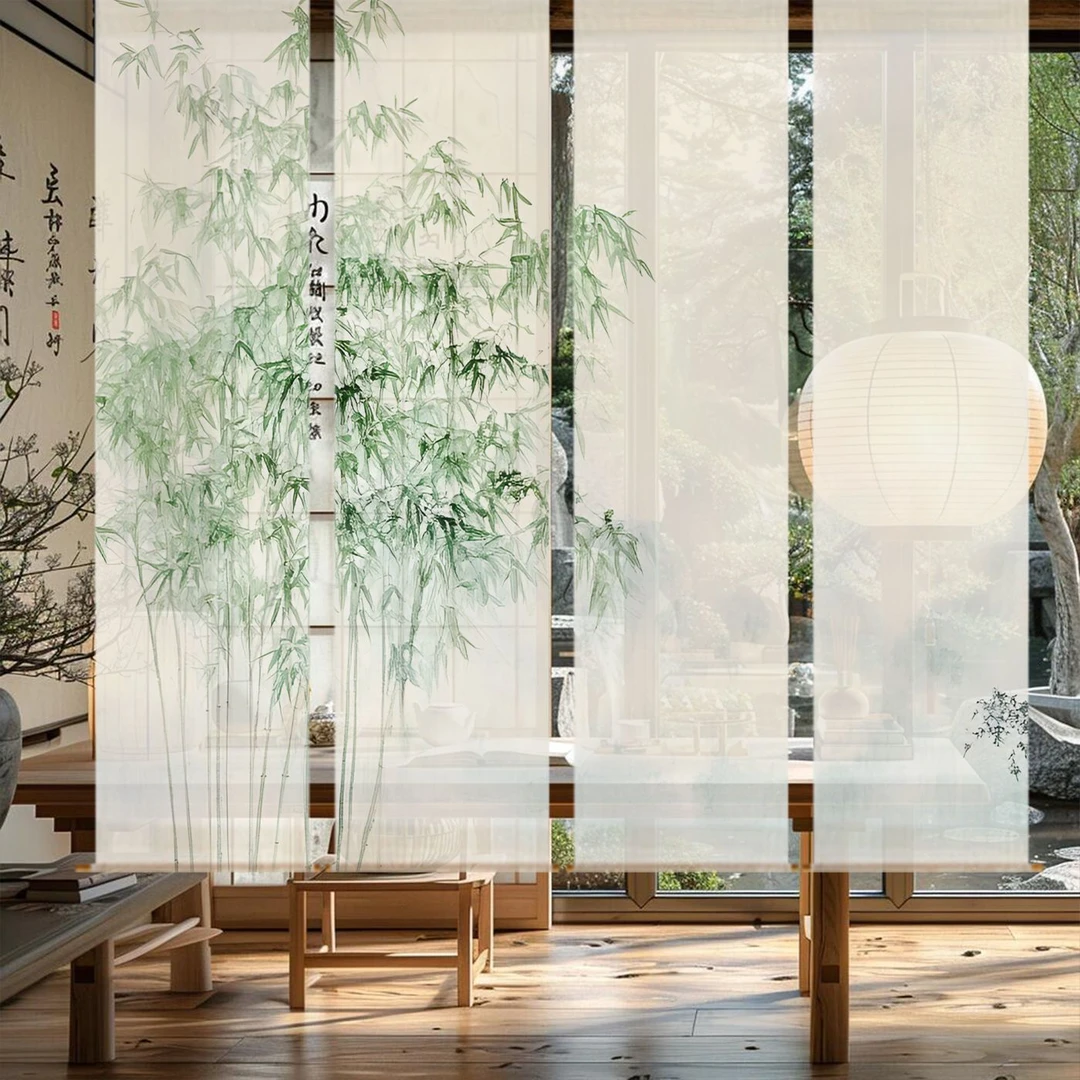 古风纱幔新中式竹子定制国风茶馆装饰背景布禅意氛围半透纱隔断帘