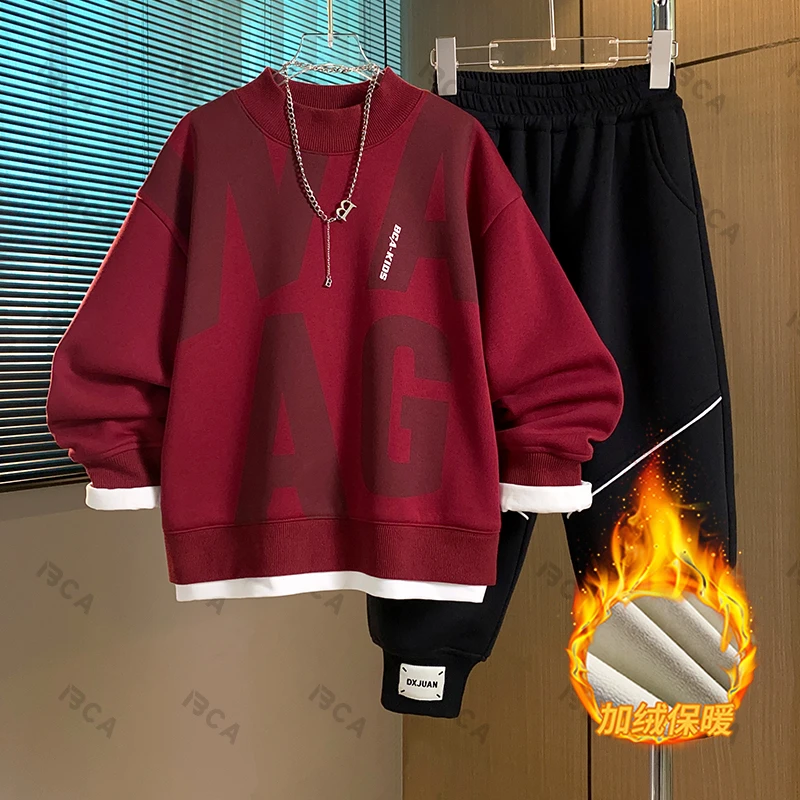 【BCA】中大童 青少年冬季加绒字母套装DF-套装2688