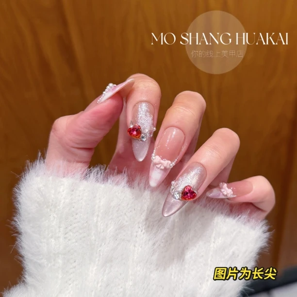 【草莓贝贝】甜美少女蝴蝶结俏皮可爱温柔9120901纯手工穿戴甲