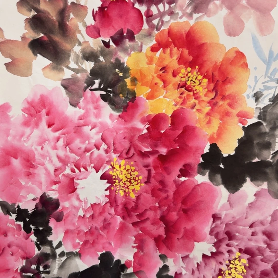 国画纯手绘山水花鸟作品68*68